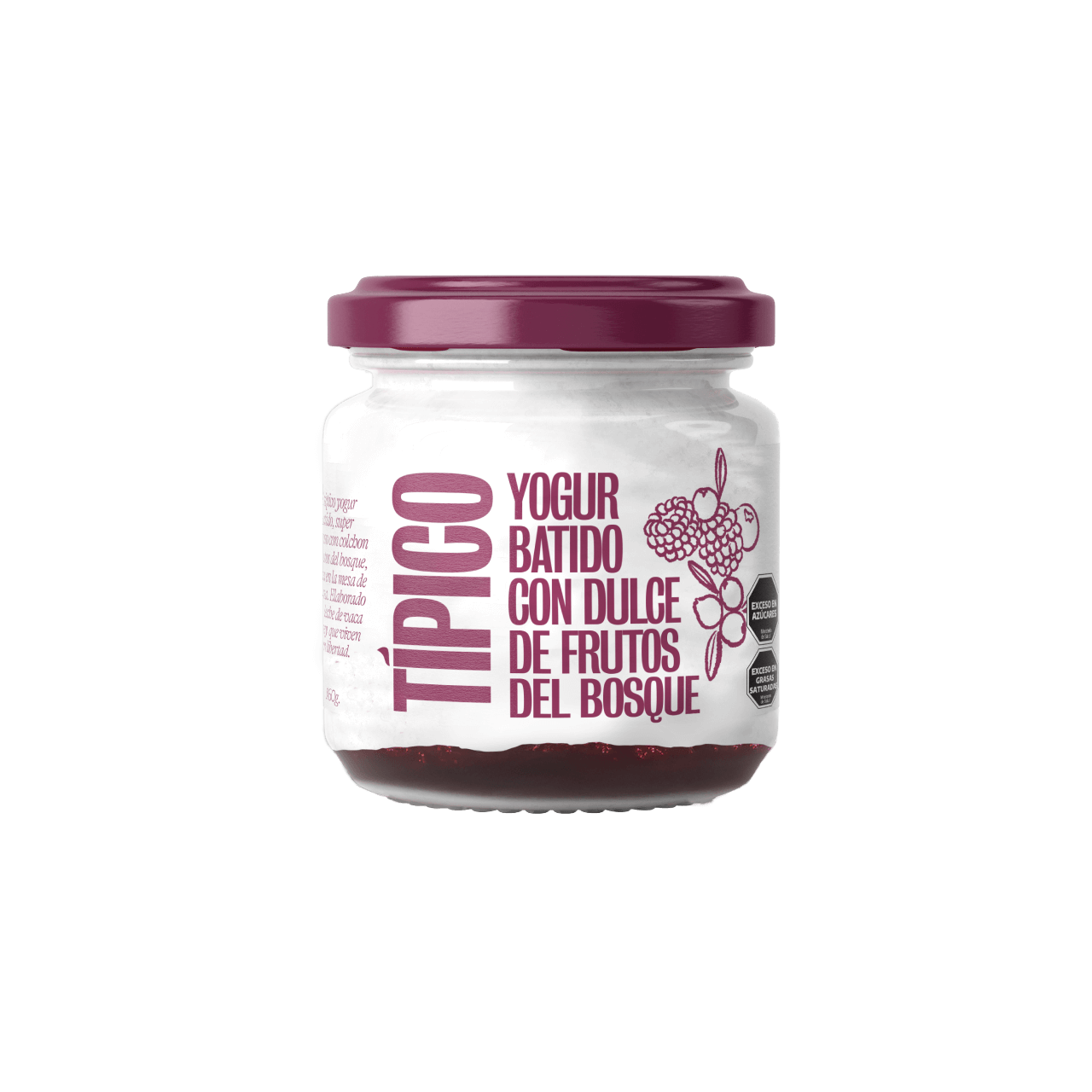 Típico Yogur Batido con Dulce de Frutos del Bosque